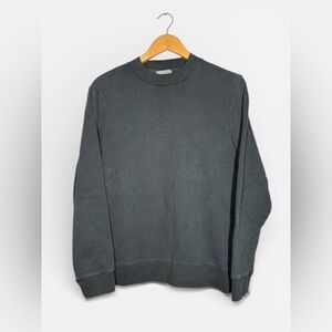 COS Relaxed Washed-Cotton Crewneck Pullover Sweater Washed Black
